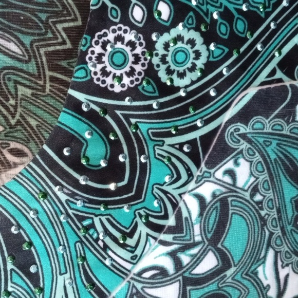 JM Collection Sheer Sleeve Mint Colored Blouse Size Large - Picture 5 of 8